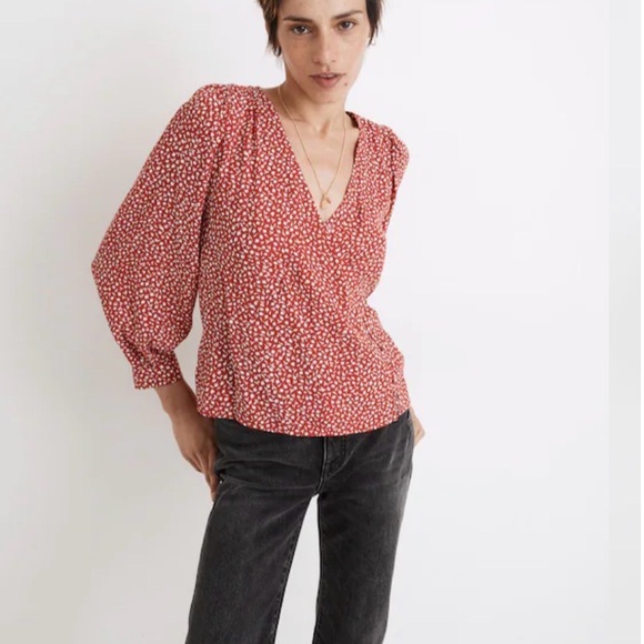 Madewell Tops - Madewell Kinston Side-Button Wrap Top in Park Picnic